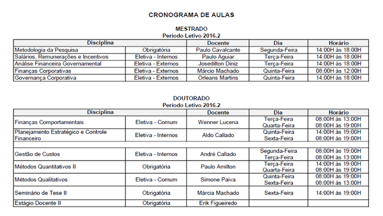 Cronograma 2016.2