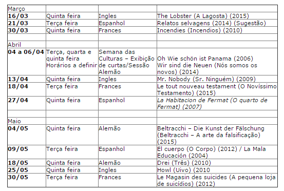 Programação de filmes